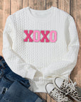 Logan XOXO Glitter Chenille Cable Knit Pullover Sweatshirt