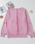 Jolie Waffle Exposed Seam Raglan Sweatshirt