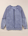 Jolie Waffle Exposed Seam Raglan Sweatshirt