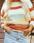 Morgan Crew Neck Drop-shoulder Striped Sweater