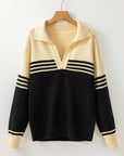 Briella Colorblock Stripe Collared Sweater