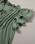 Pearl Ruffle Sleeve V Neck Frilled Shift Dress