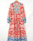 Lenora Boho Geometric Printed Long Sleeve Maxi Dress