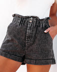 Melany Vintage Washed Frilled High Waist Denim Shorts