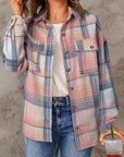 Addison Plaid Flap Pockets Shacket