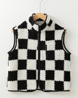 Mindi Checkered Sherpa Collared Jacket Vest