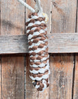 Brown and White Mule Tape Halter with Lariat Noseband