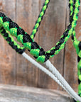 Green and Black Mule Tape Halter with Lariat NosebandNW