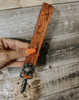 Tooled Leather Wristlet Keychain