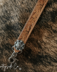 Tooled Leather Wristlet Keychain
