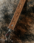 Tooled Leather Wristlet Keychain