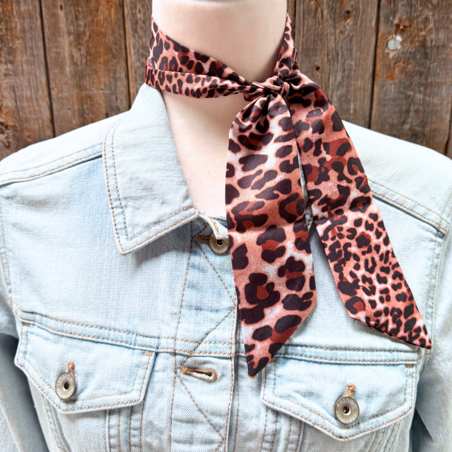 Tan and Brown Western Skinny Mini Wild Rag Scarf / Cowgirl Necktie 