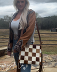 Longhorn Trail Cowhide Checkered Purse