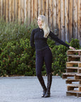 Heidi - Long Sleeve Riding Top with Crystal Fabric Trim