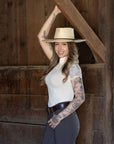 Charlie Short Sleeve Lace Riding Shirt - Ecru