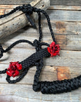 Black Mule Tape Halter - Red Rose 