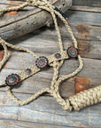 Tan and Turquoise Mule Tape Halter -  