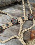 Tan and Turquoise Mule Tape Halter -  