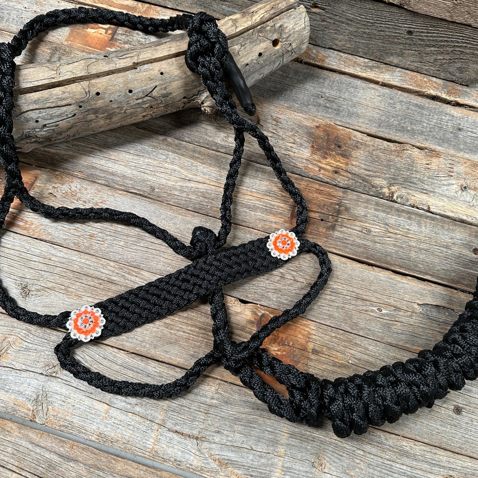 Black and Neon Orange Mule Tape Halter -  