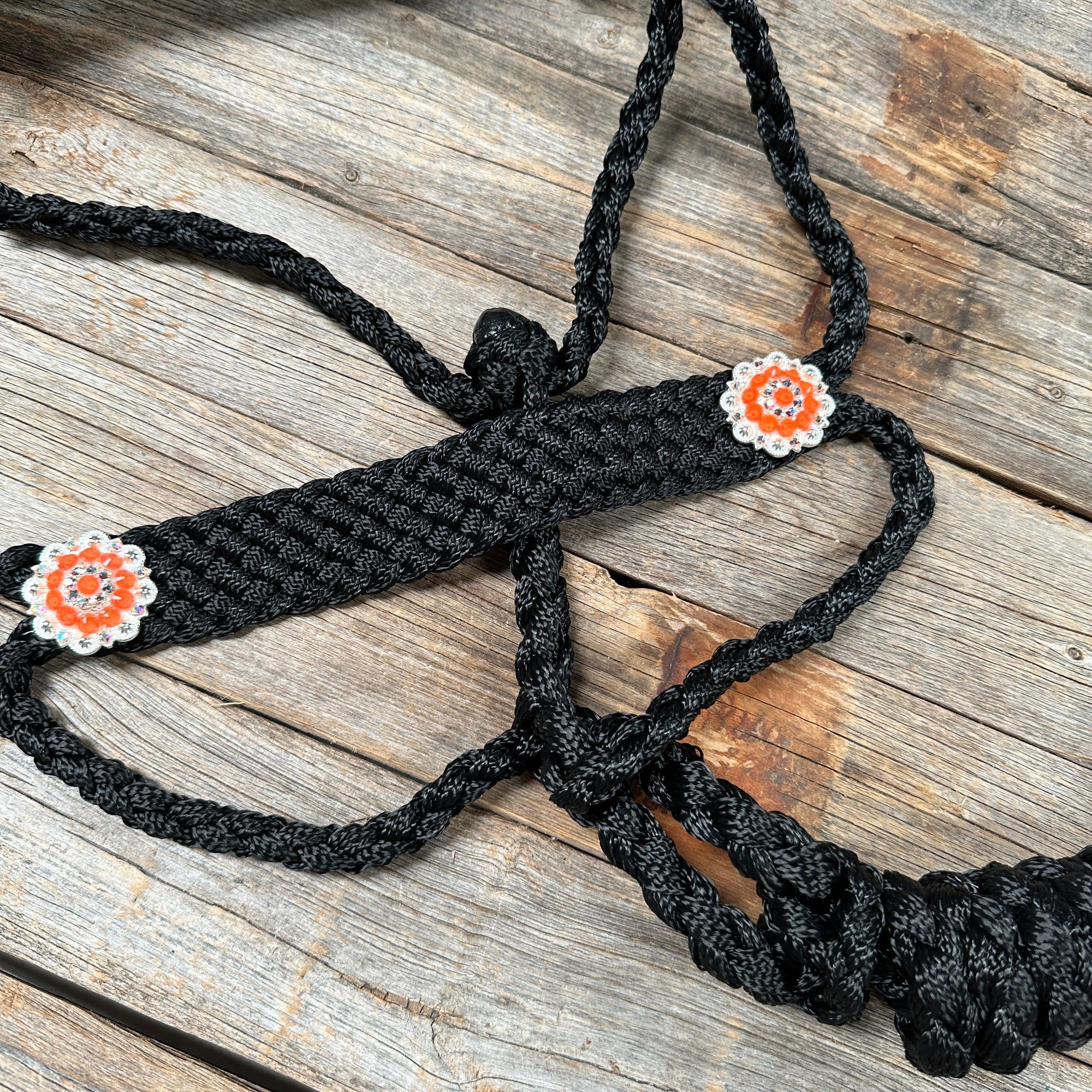 Black and Neon Orange Mule Tape Halter -  
