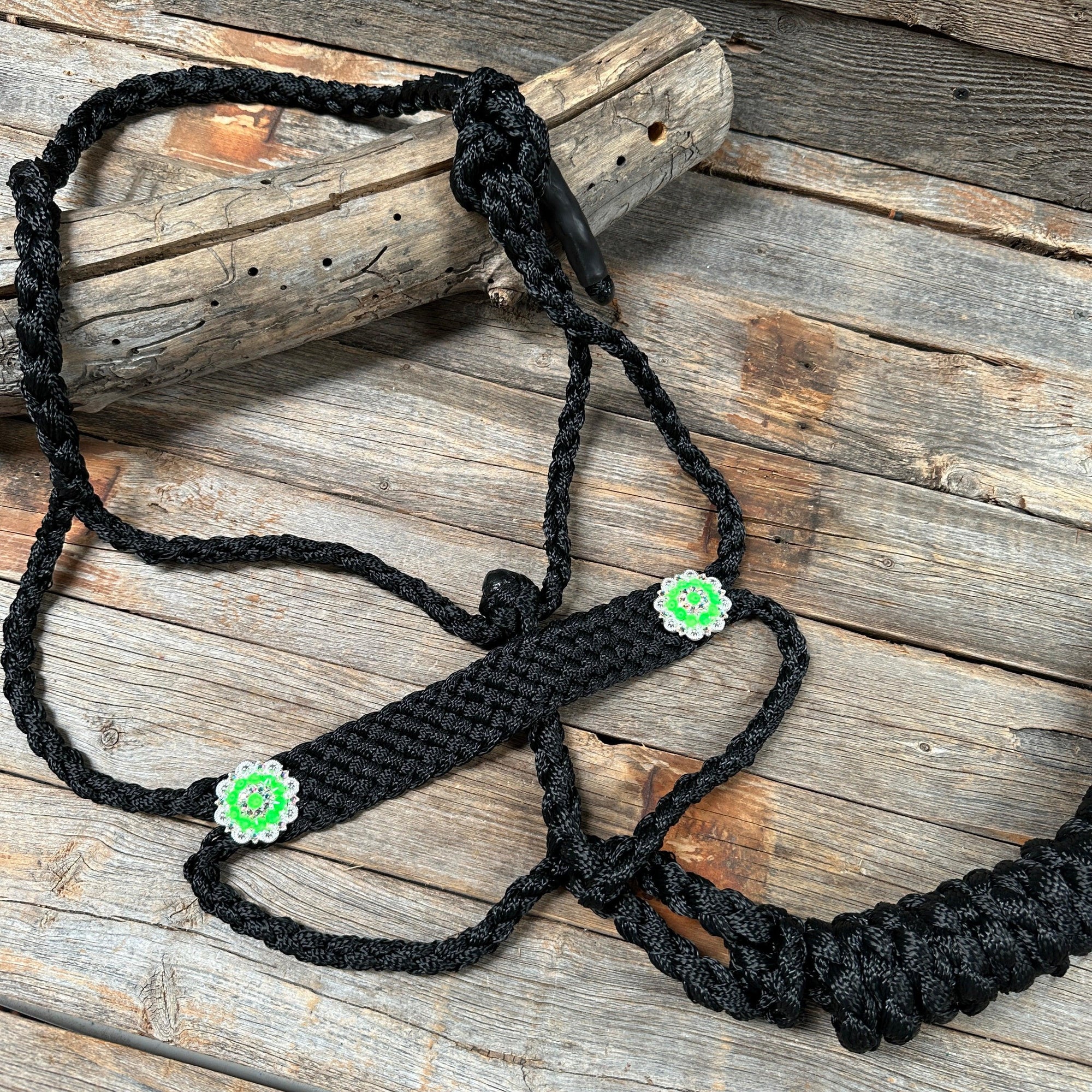 Black and Neon Green Mule Tape Halter -  