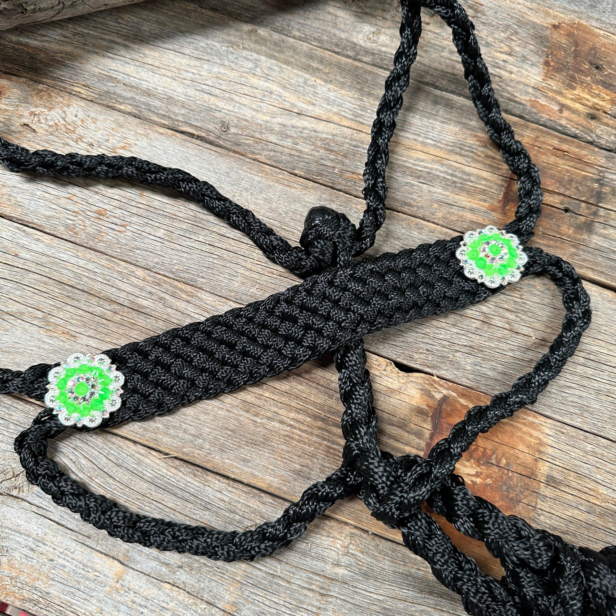 Black and Neon Green Mule Tape Halter -  