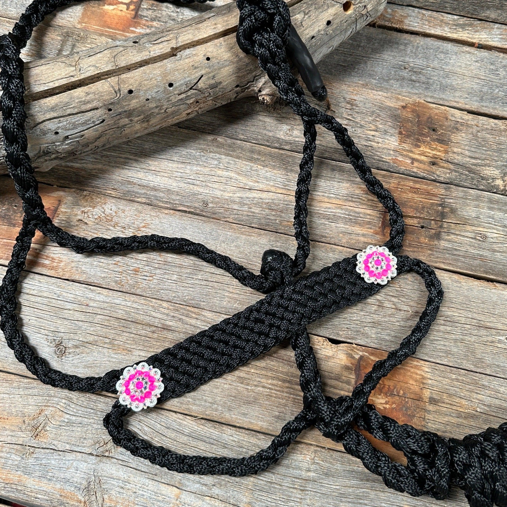 Black and Neon Pink Mule Tape Halter -  