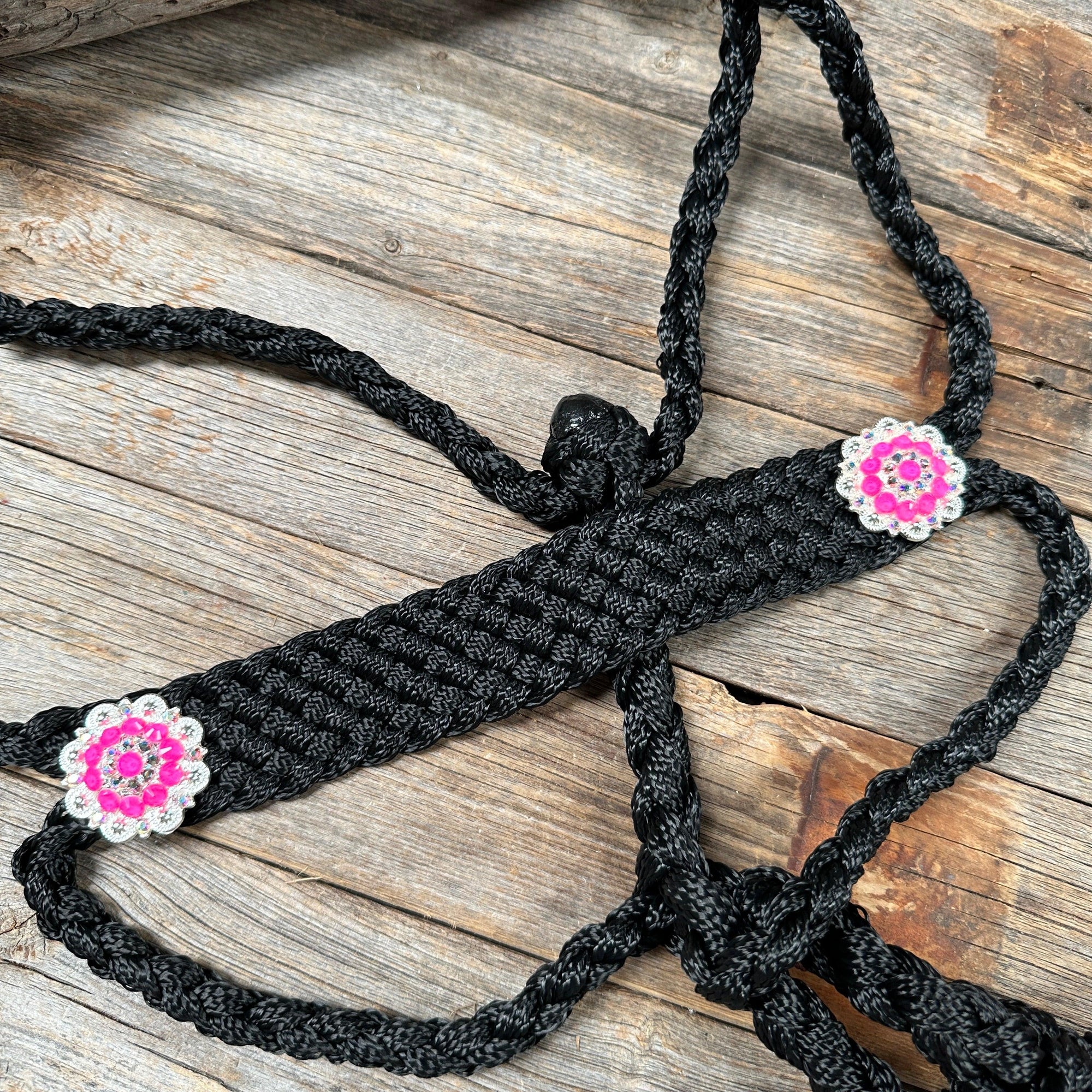Black and Neon Pink Mule Tape Halter -  