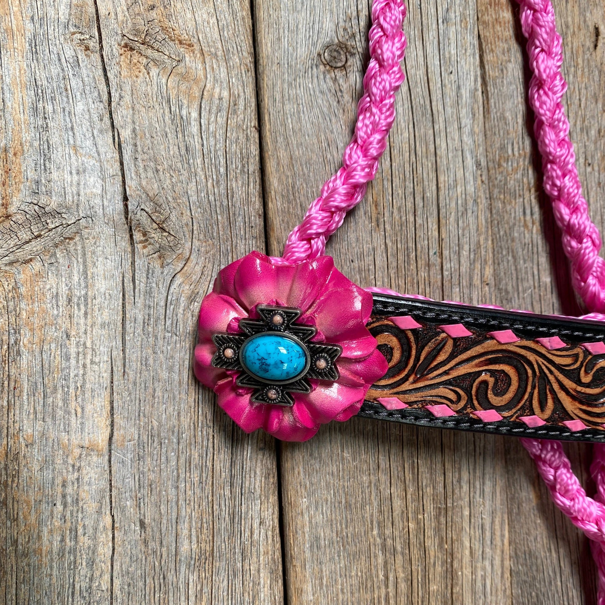 Pink Mule Tape Halter - Turquoise 