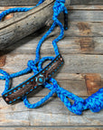Blue Mule Tape Halter - Feathers and Turquoise 