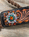 Brown Mule Tape Halter - Orange and Teal 