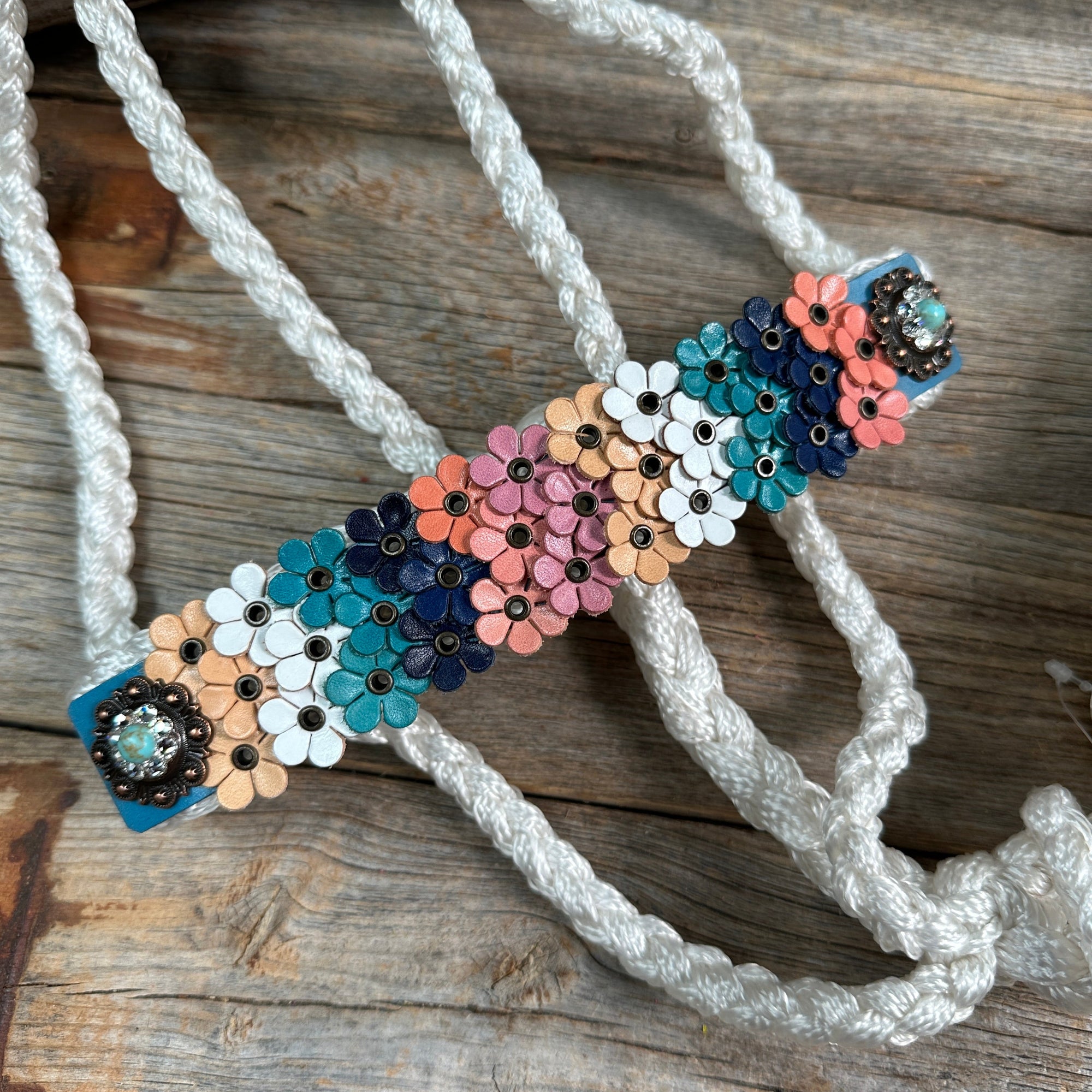 White Mule Tape Halter - Multi Floral and Turquoise 
