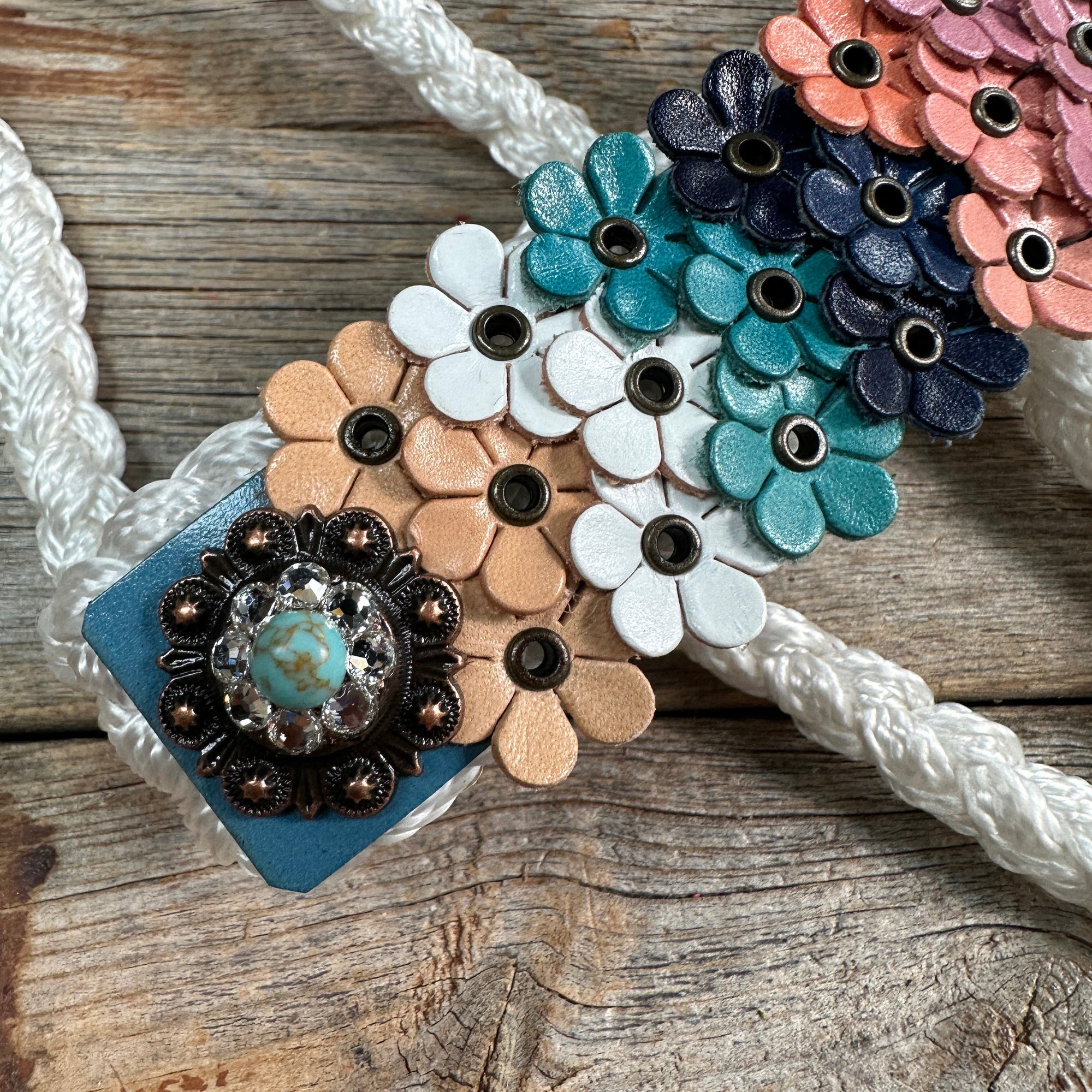 White Mule Tape Halter - Multi Floral and Turquoise 