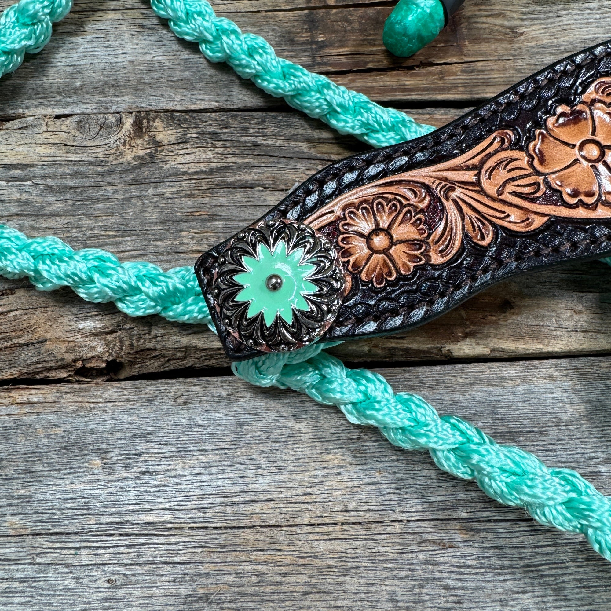 Seafoam Mule Tape Halter - Floral and Western 