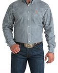 Mens Cinch LS Button Up- Blue/Orange Plaid