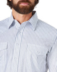 Wrangler Wrinkle Resist-White/Blue Stripe