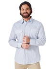Wrangler Wrinkle Resist-White/Blue Stripe