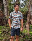 Mauka To Makai Print Recycled Polyester Hawaiian Aloha Shirt With UPF Protection