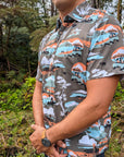 Mauka To Makai Print Recycled Polyester Hawaiian Aloha Shirt With UPF Protection