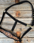 Black Nylon Halter with Floral Leather Noseband
