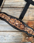 Black Nylon Halter with Floral Leather Noseband