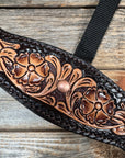 Black Nylon Halter with Floral Leather Noseband