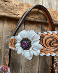White Whipstitch Pink and White Browband/One Ear & Breastcollar Tack Set 