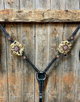 Black Floral Pink and Gold One Ear & Breastcollar Tack Set 