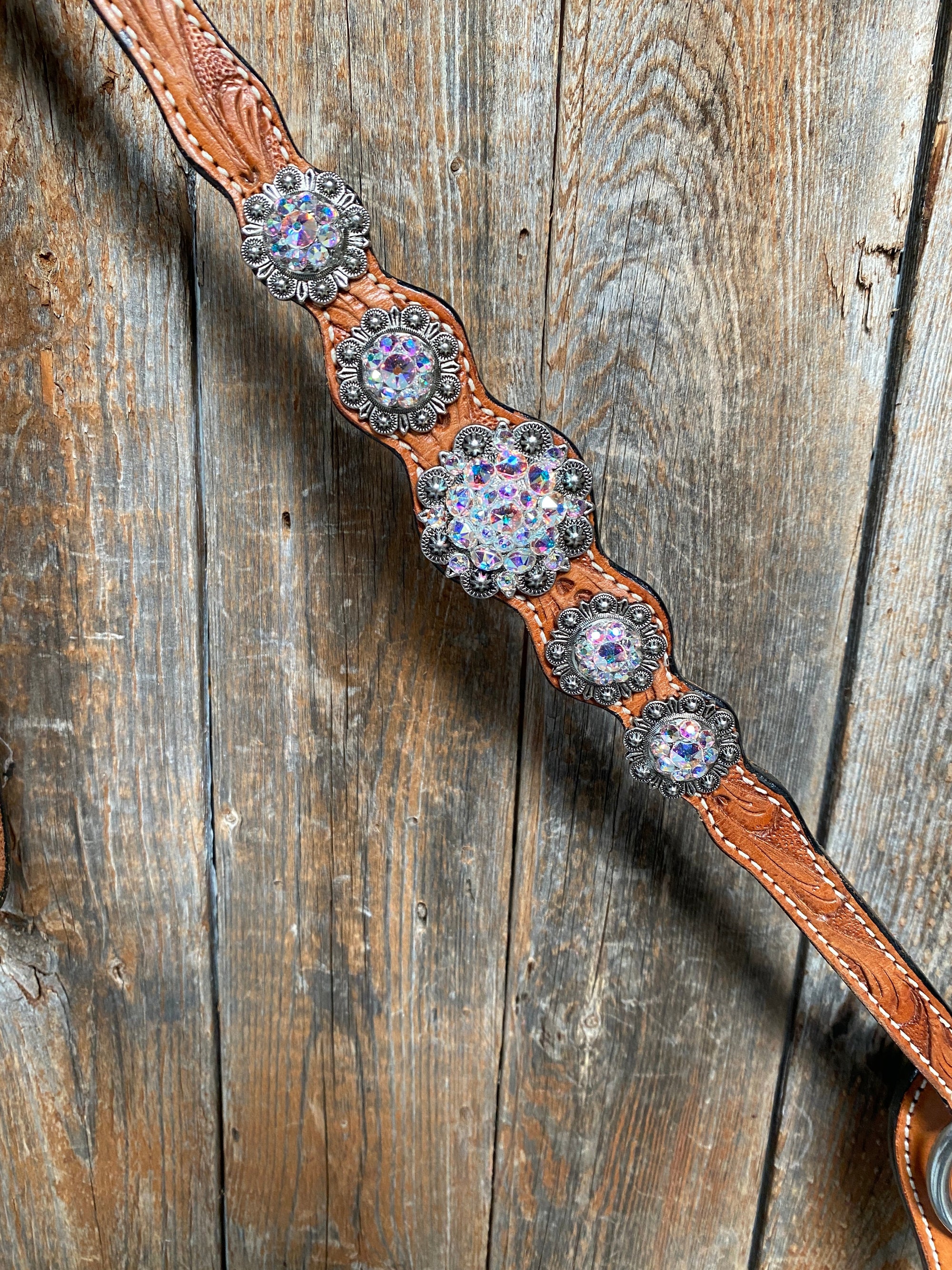 Light Oil and Antique Silver Browband &amp; Breastcollar Tack Set 