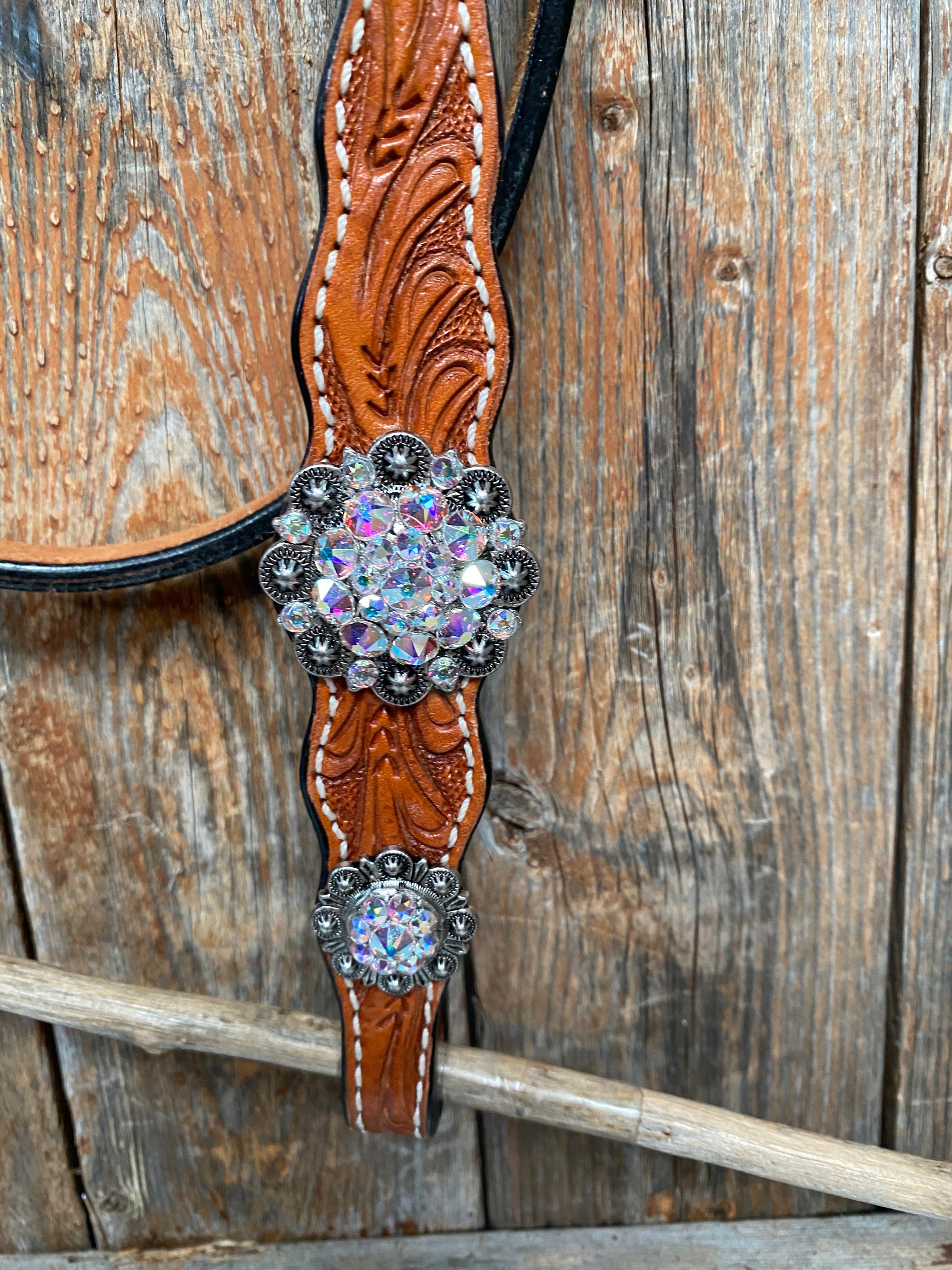 Light Oil and Antique Silver Browband &amp; Breastcollar Tack Set 