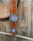 Light Oil and Antique Silver Browband & Breastcollar Tack Set 