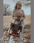 Lucille Cowhide and Tooled Leather Tote  Bag