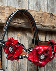 Classic Red Rose and Clear Browband/One Ear Tack Set 