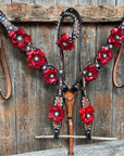 Classic Red Rose and Clear Browband/One Ear Tack Set 